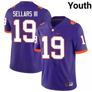 Youth Gordon Sellars III Clemson Tigers #19 Football NCAA Jerseys|Jersey| Full Stitched Purple Edition 20560125